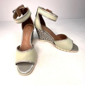 Donald J. Pliner Brook Women's 8.5M Sage & Silver Ankle Strap Wedge Heel Sandal